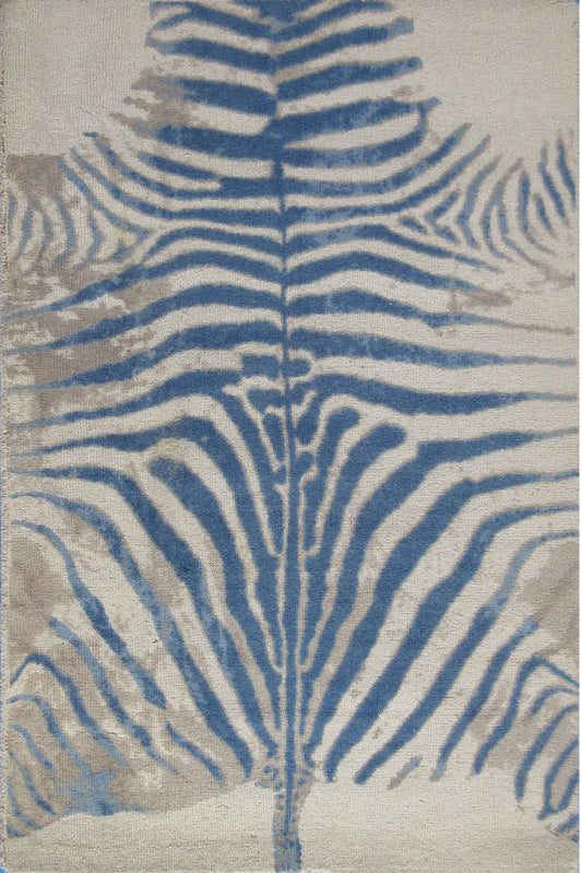 Zebra Print Tufted Rug 4x6 ft - Animal Print Wildlife Decor