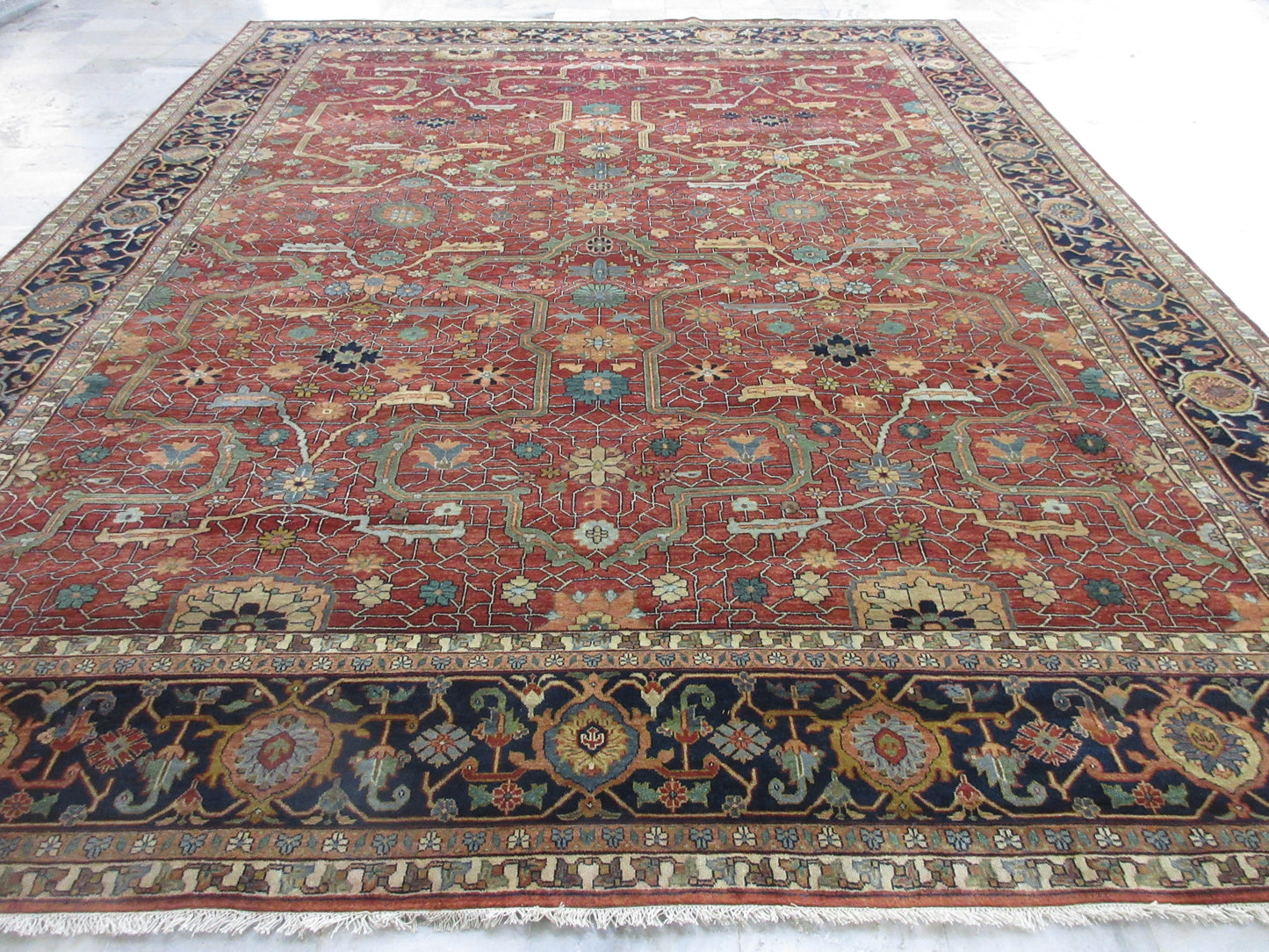 Oversize Persian Herati Rug - 12x15 Feet Area Rug | Luxurious Hand-Knotted Traditional Area Rugs