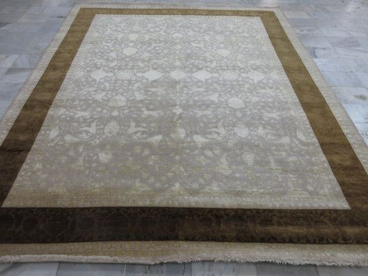 Luxurious Hand-Knotted 8x10 Feet Area Rug - Classic Design Modern Area Rug Living Room