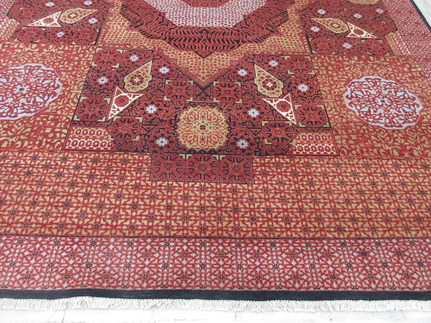 10x14 Large Hand-Knotted Rust | Red Oriental Area Rug - Geometric Persian Design Area Rug