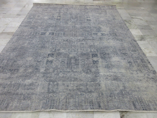 Vintage 10x8ft Handmade Oriental Area Rug, Distressed Grey Area Carpet – Unique Design