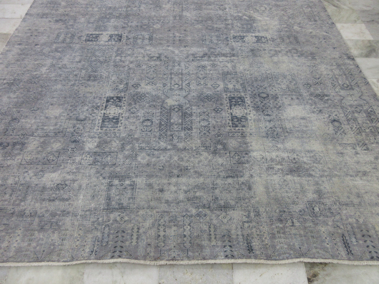 Vintage 10x8ft Handmade Oriental Area Rug, Distressed Grey Area Carpet – Unique Design