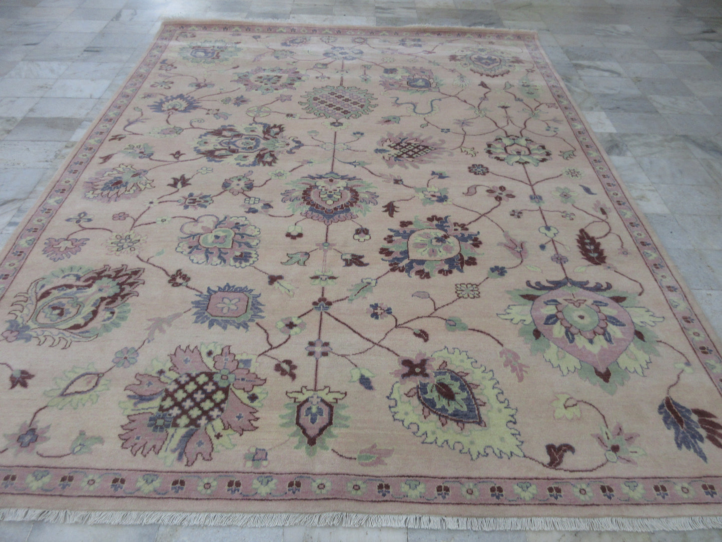 10x8ft Hand-Knotted Aurora Modern Oushak Rug Peach | Pink Floral Design Area Rug, Any Room Rug