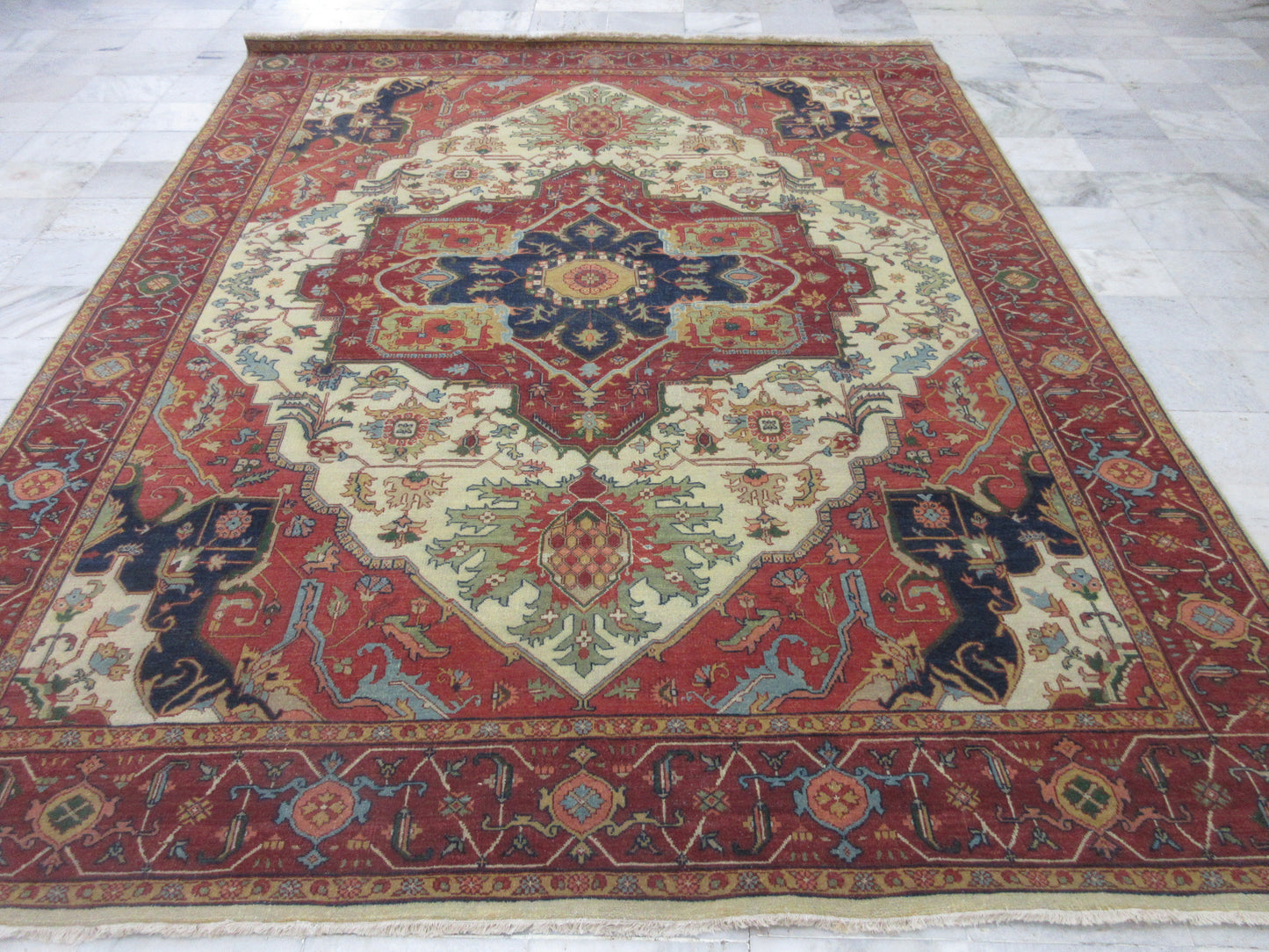 Classic Luxury Hand-Knotted Heriz Serapi Area Rug for Living Room 9x12 ft Rug