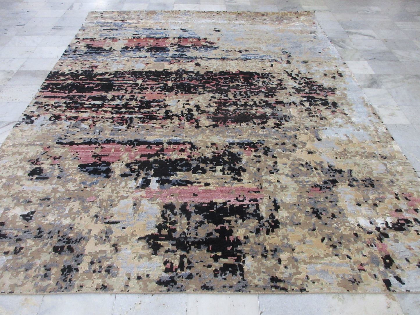 Abstract 8x10 Handmade Area Rug - Multicolor Wool Carpet - Modern Design Living Room Area Rugs