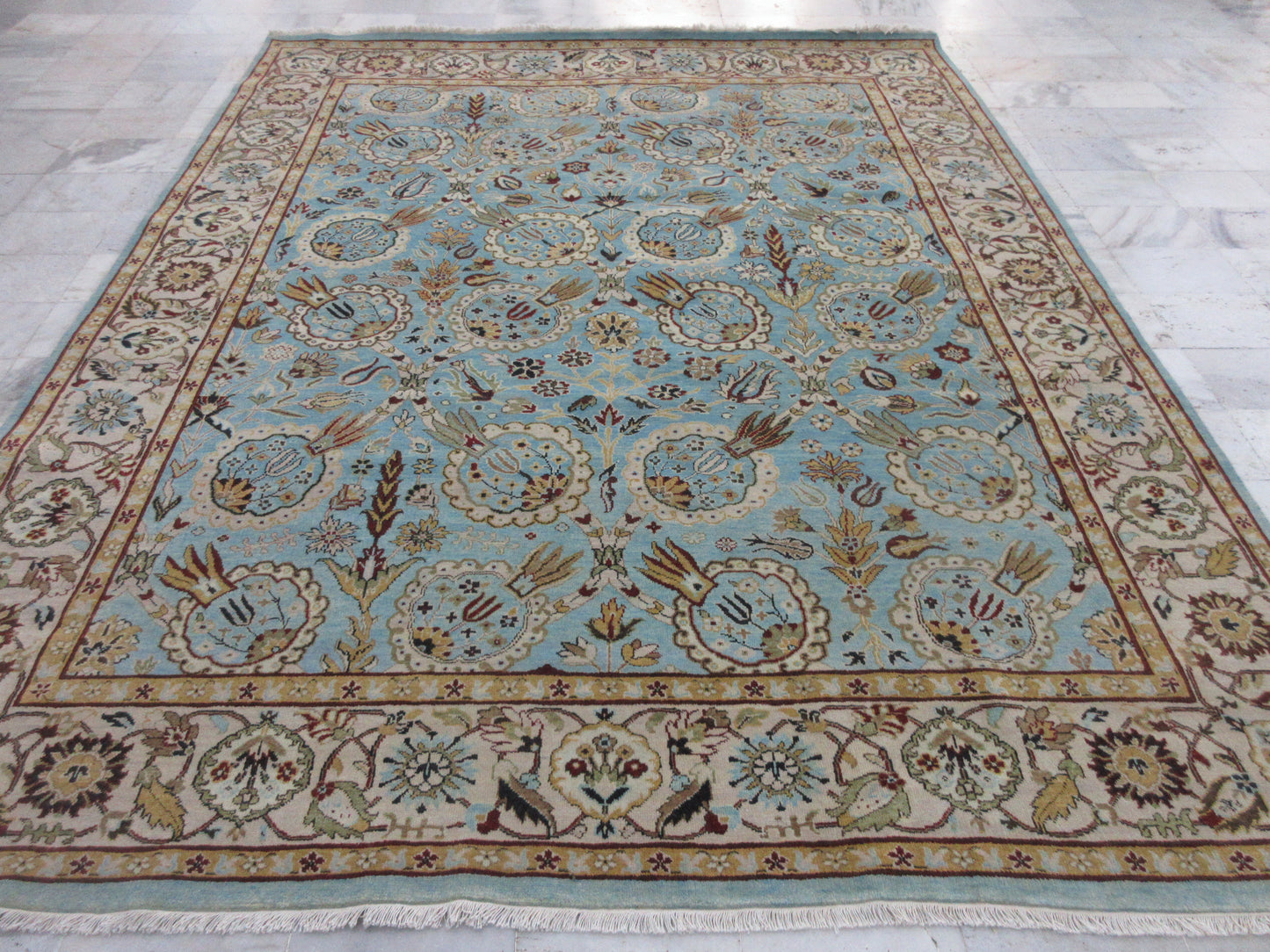 10x8 Feet Hand-Knotted Wool Oriental Area Rug – Afghan Floral Pattern Living Room Carpet