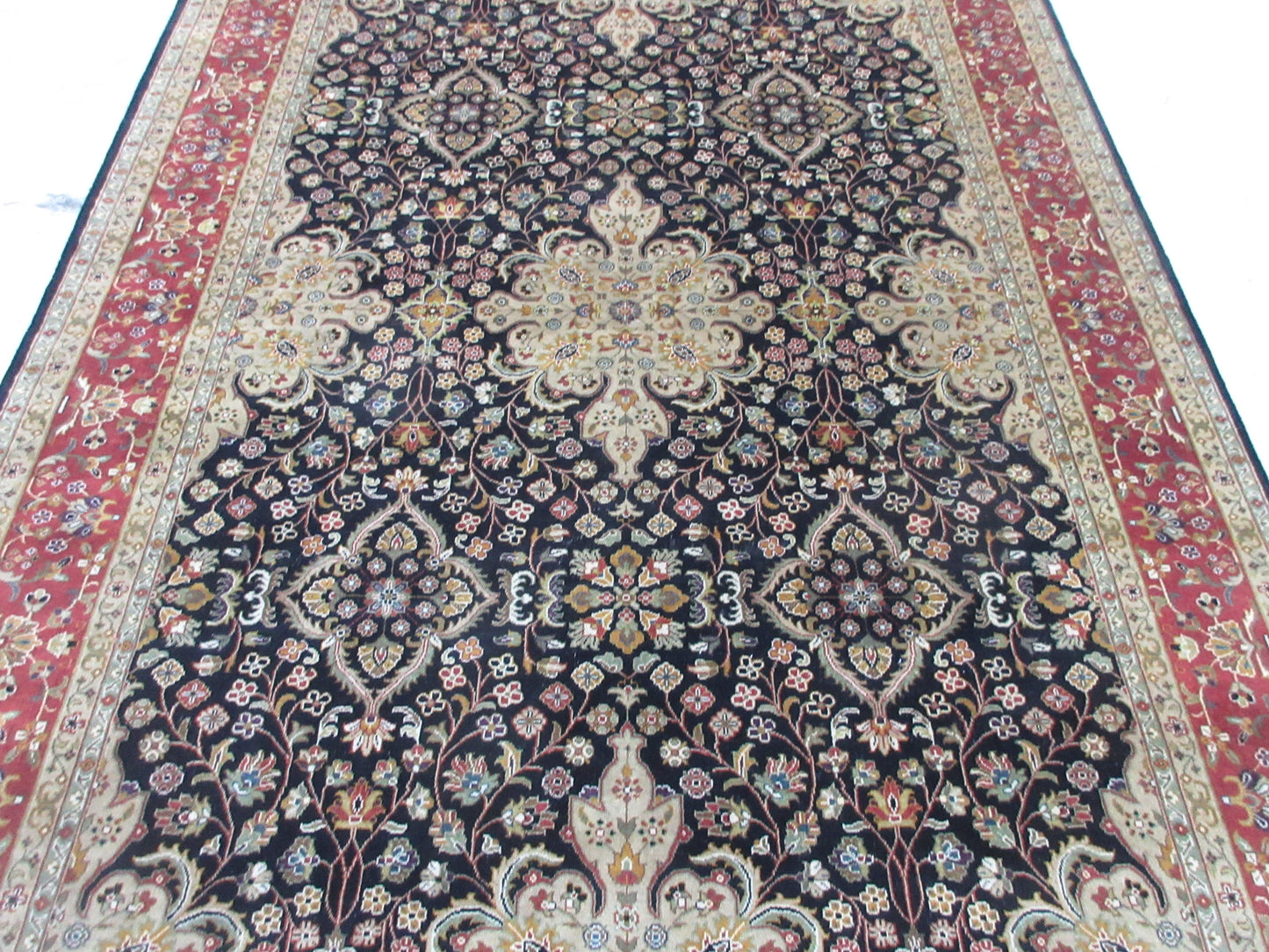 9x6 Feet Handwoven Persian Style Woolen Area Rug – Black & Red Medallion Pattern Rugs