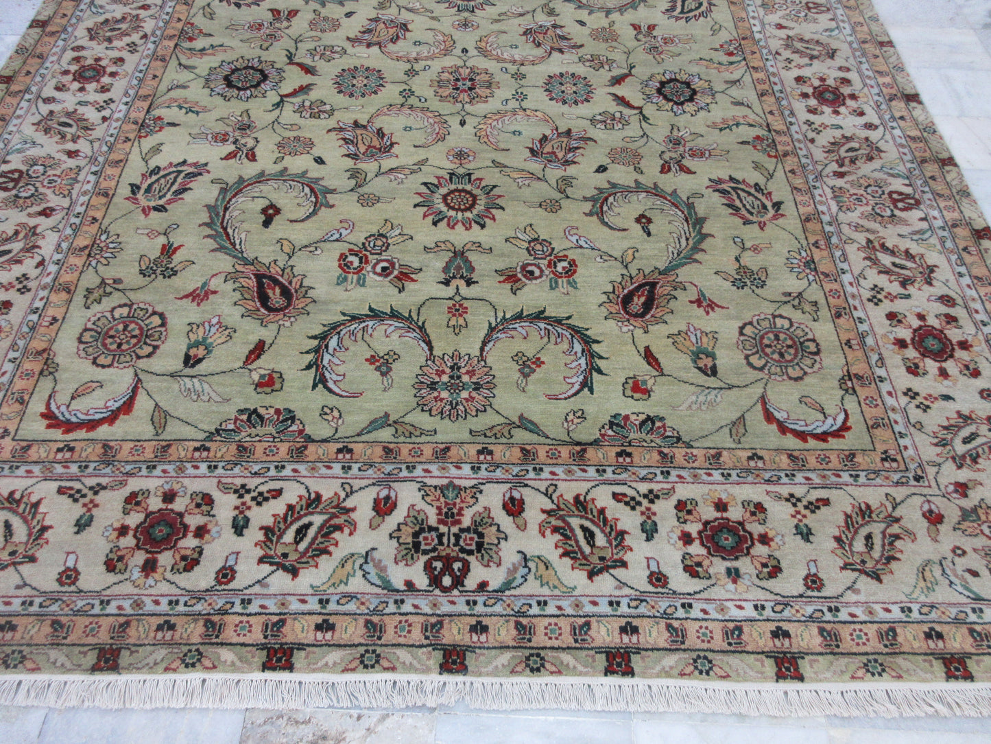 Hand-Knotted 10x8 Feet Traditional Floral Style Wool Area Rug - Persian Design Any Room Rugs