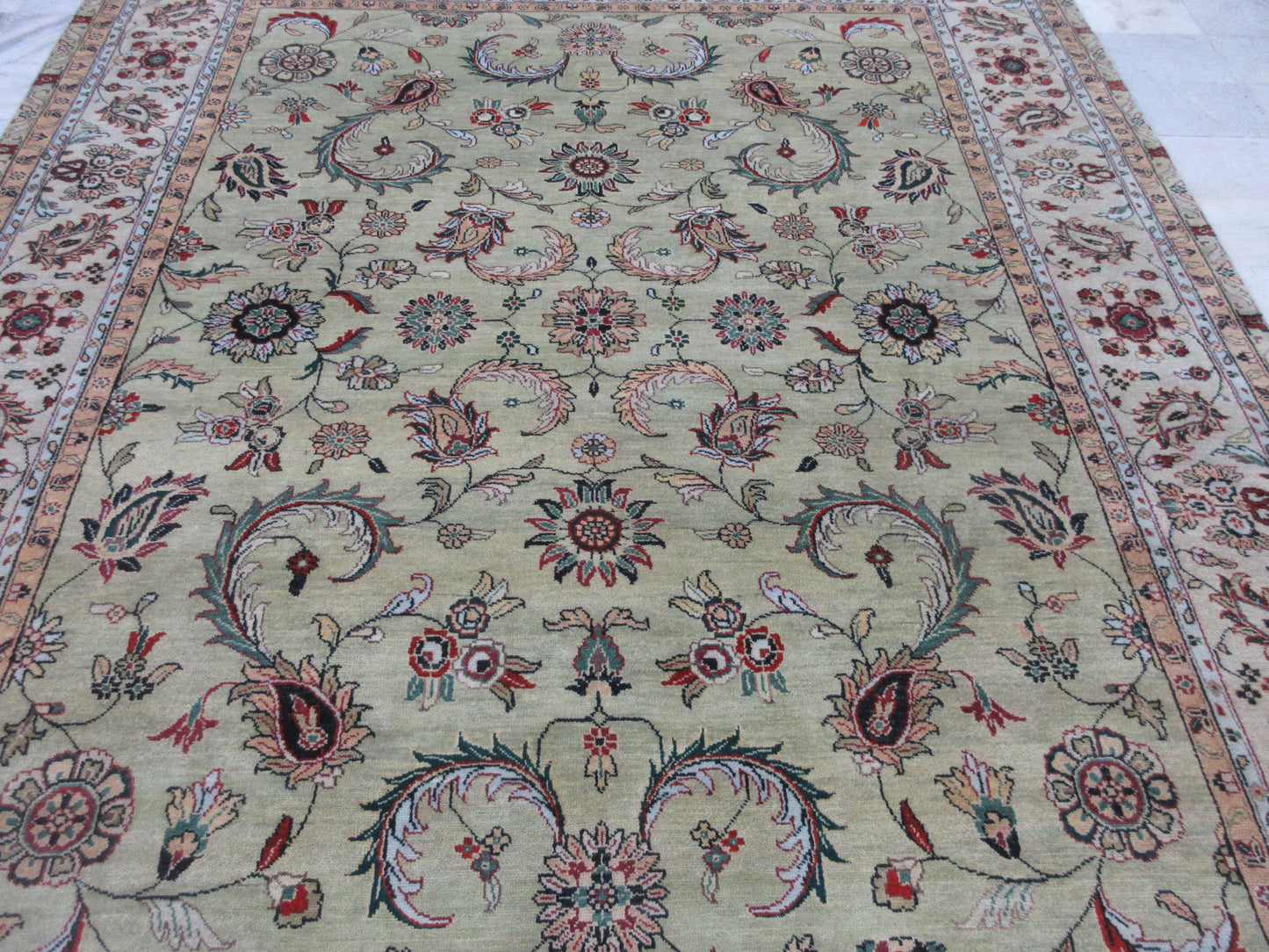 Hand-Knotted 10x8 Feet Traditional Floral Style Wool Area Rug - Persian Design Any Room Rugs