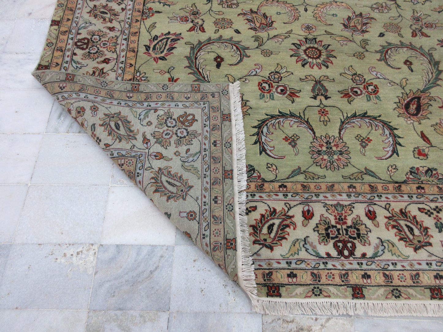 Hand-Knotted 10x8 Feet Traditional Floral Style Wool Area Rug - Persian Design Any Room Rugs