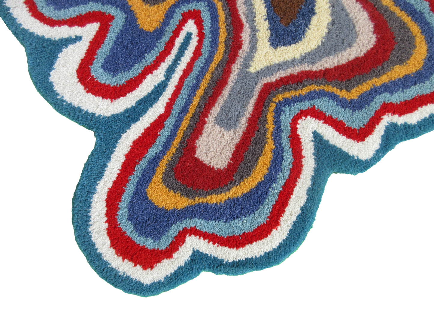 Handmade Area Rug Multicolour Pure Wool 3.6X3.6 feet Irregular Shape Modern