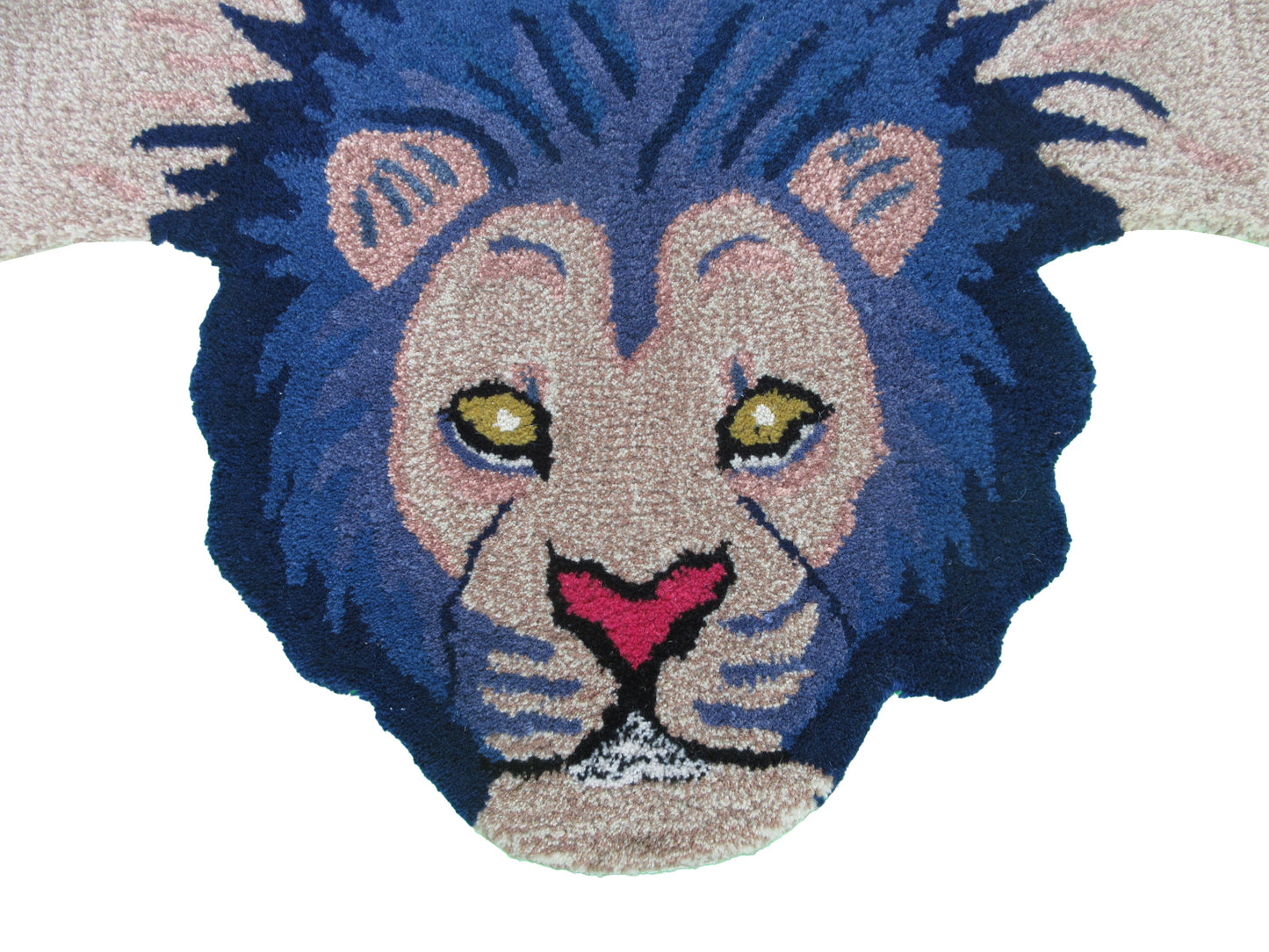 Unique 5x3 ft Blue Lion Rug, Handcrafted Woolen Floor Covering Kids Play Rug