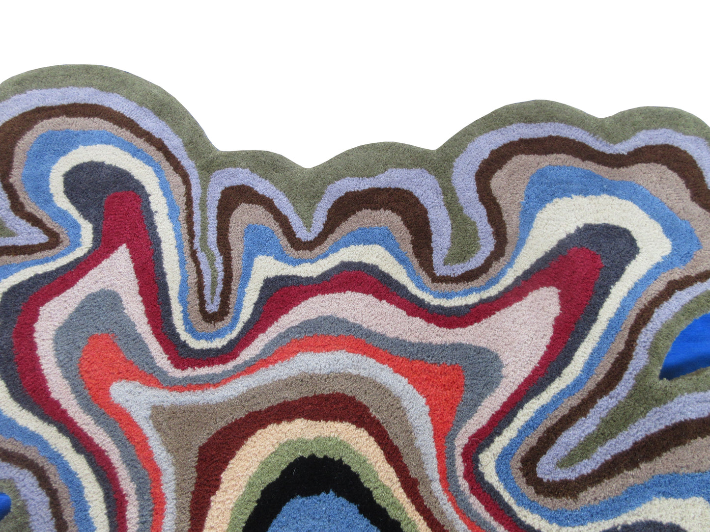 Handmade Rug Abstract Multicolor Irregular Shaped Rug, 3.6x3.6 Feet Pure Wool