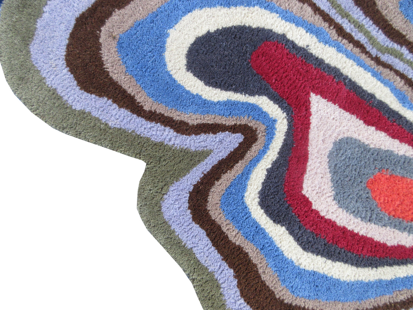 Handmade Rug Abstract Multicolor Irregular Shaped Rug, 3.6x3.6 Feet Pure Wool