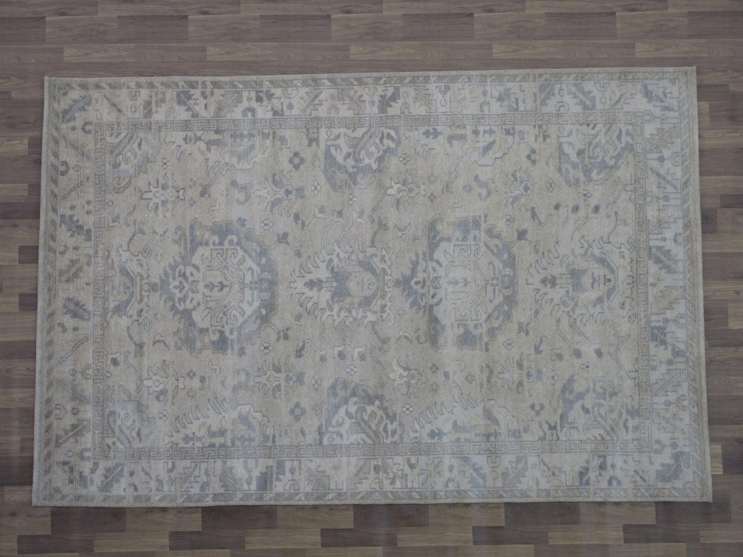 8.11X5.10 feet Hand-Knotted Fine Wool Caucasus Rug - Pastel Beige | Ivory Oriental Area Rug(TRC)