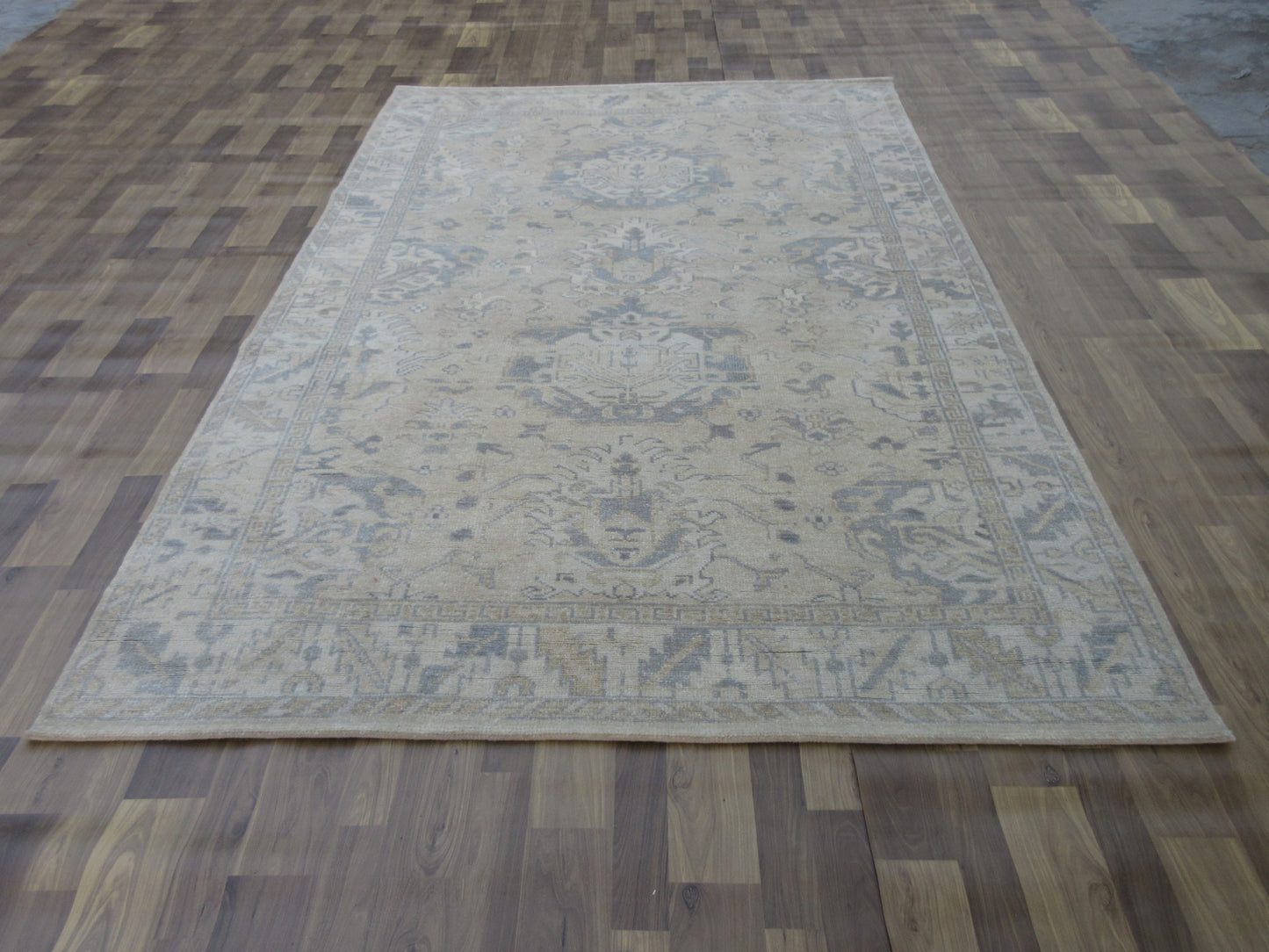 8.11X5.10 feet Hand-Knotted Fine Wool Caucasus Rug - Pastel Beige | Ivory Oriental Area Rug(TRC)