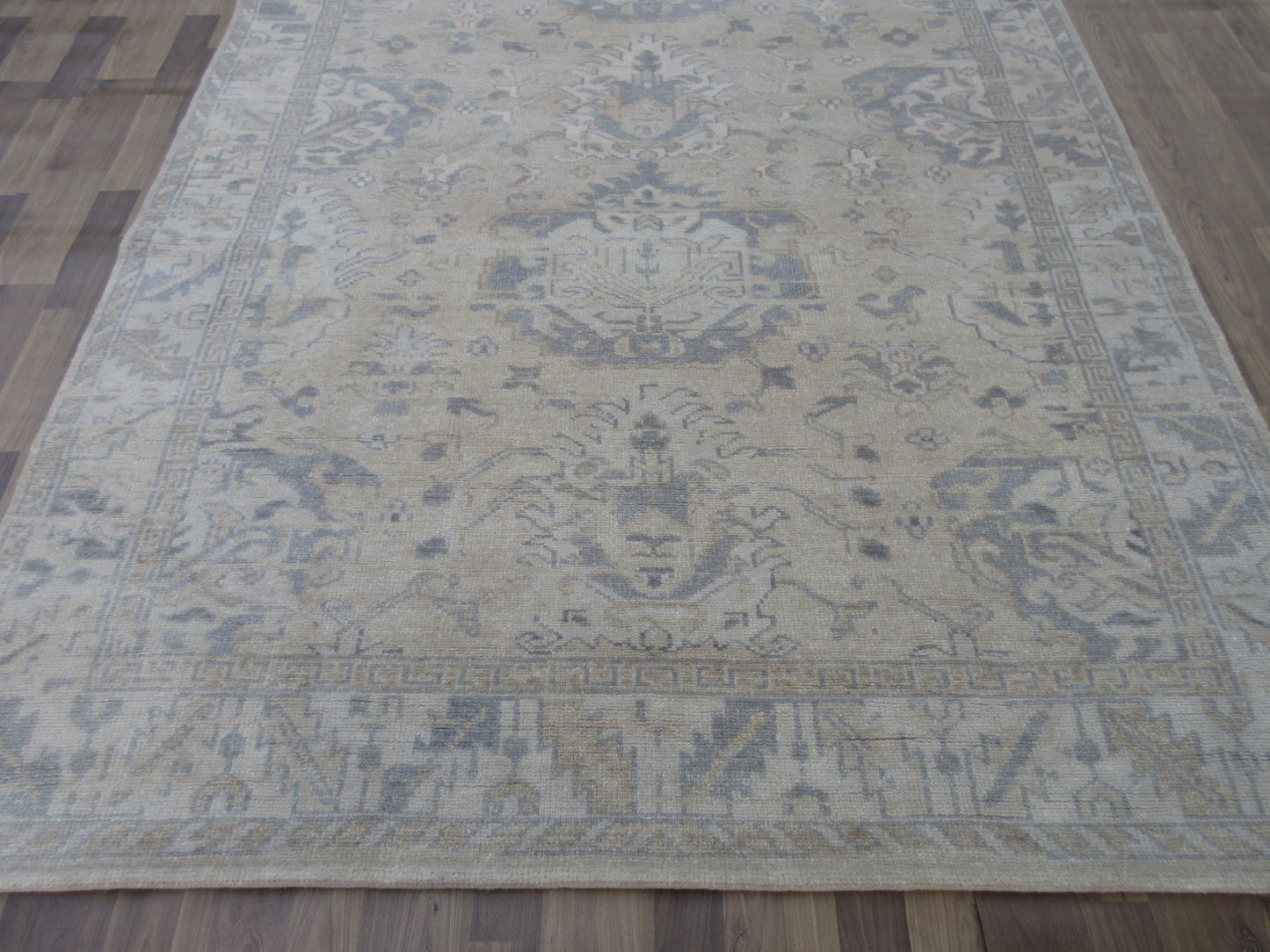 8.11X5.10 feet Hand-Knotted Fine Wool Caucasus Rug - Pastel Beige | Ivory Oriental Area Rug(TRC)