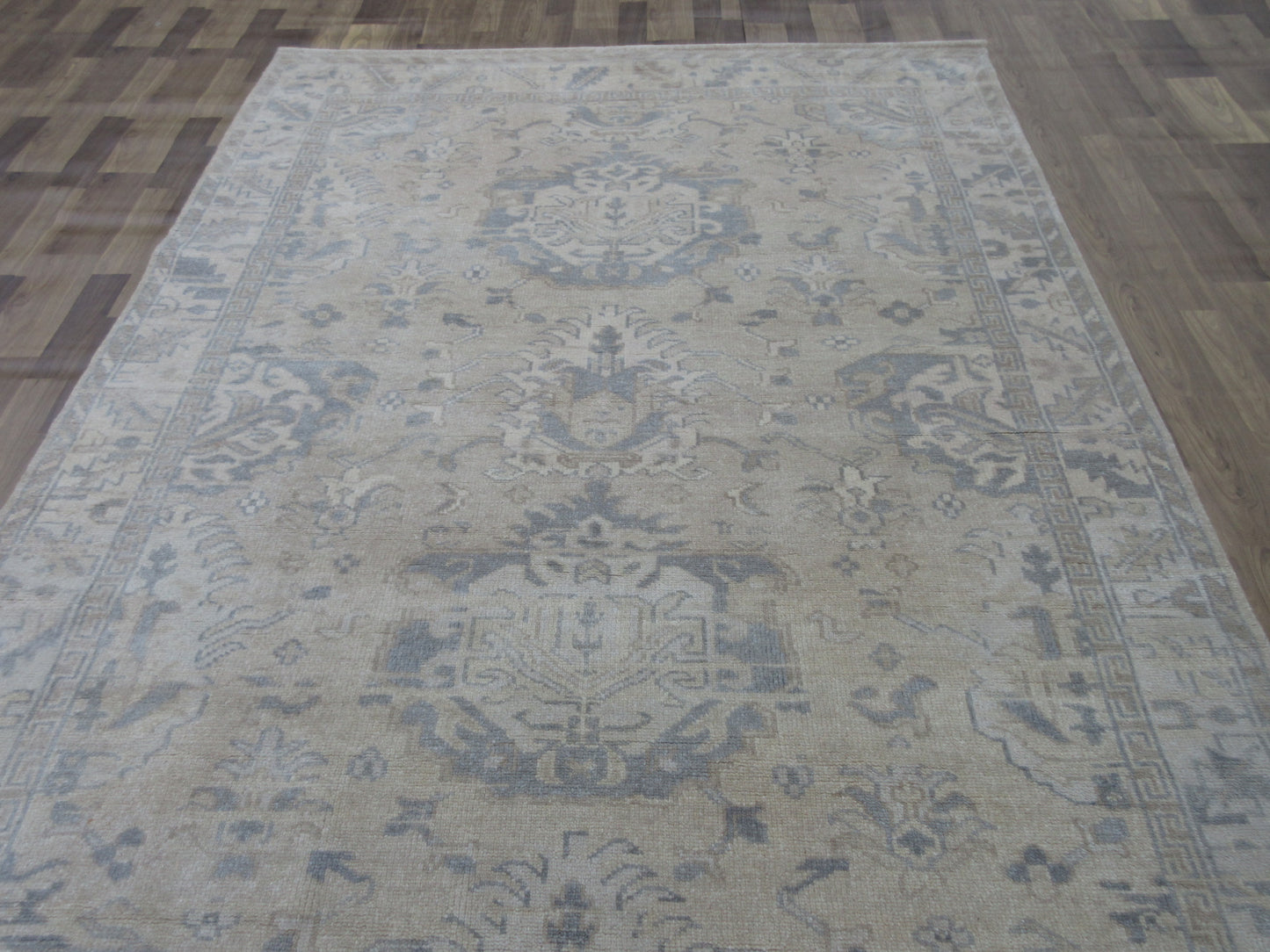 8.11X5.10 feet Hand-Knotted Fine Wool Caucasus Rug - Pastel Beige | Ivory Oriental Area Rug(TRC)