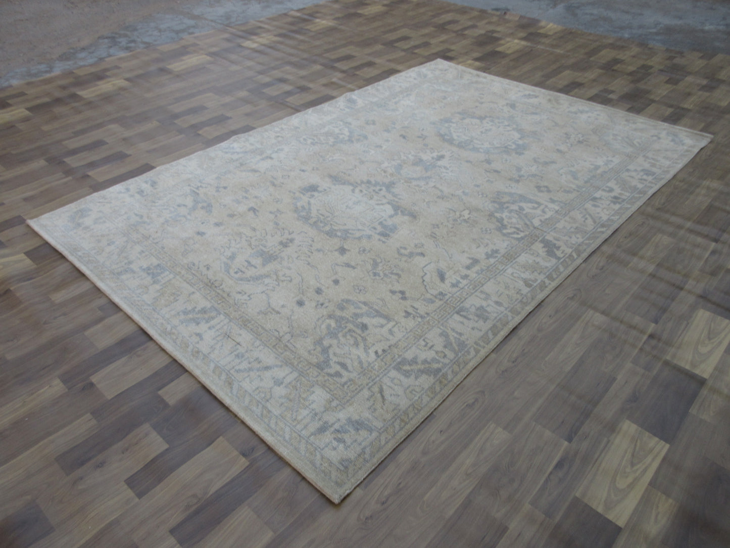 8.11X5.10 feet Hand-Knotted Fine Wool Caucasus Rug - Pastel Beige | Ivory Oriental Area Rug(TRC)