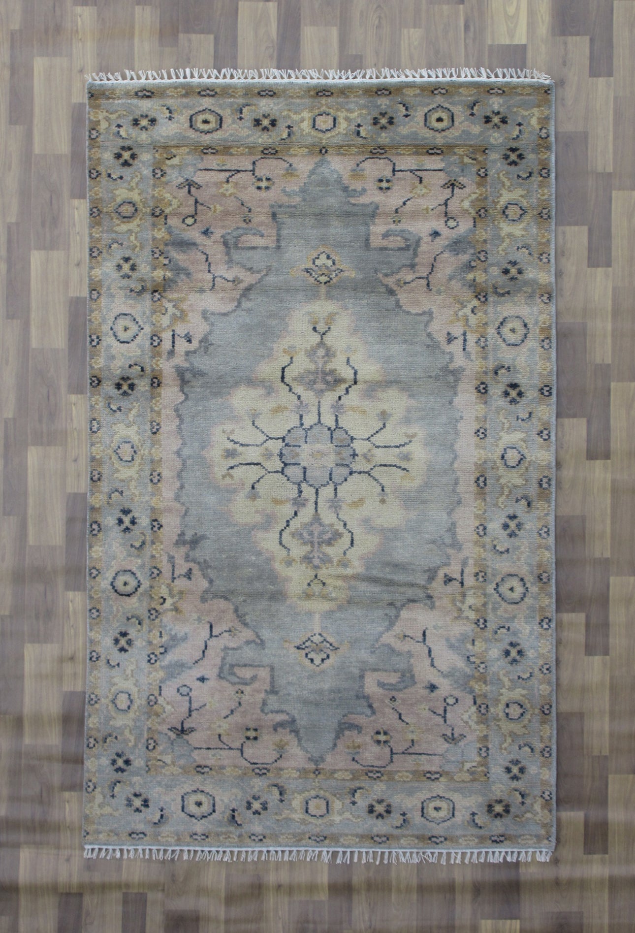 7.9'x4.9' Hand-Knotted Lt. Blue | Lt. Blue Antique Oushak Wool Rug, Traditional Area Carpet