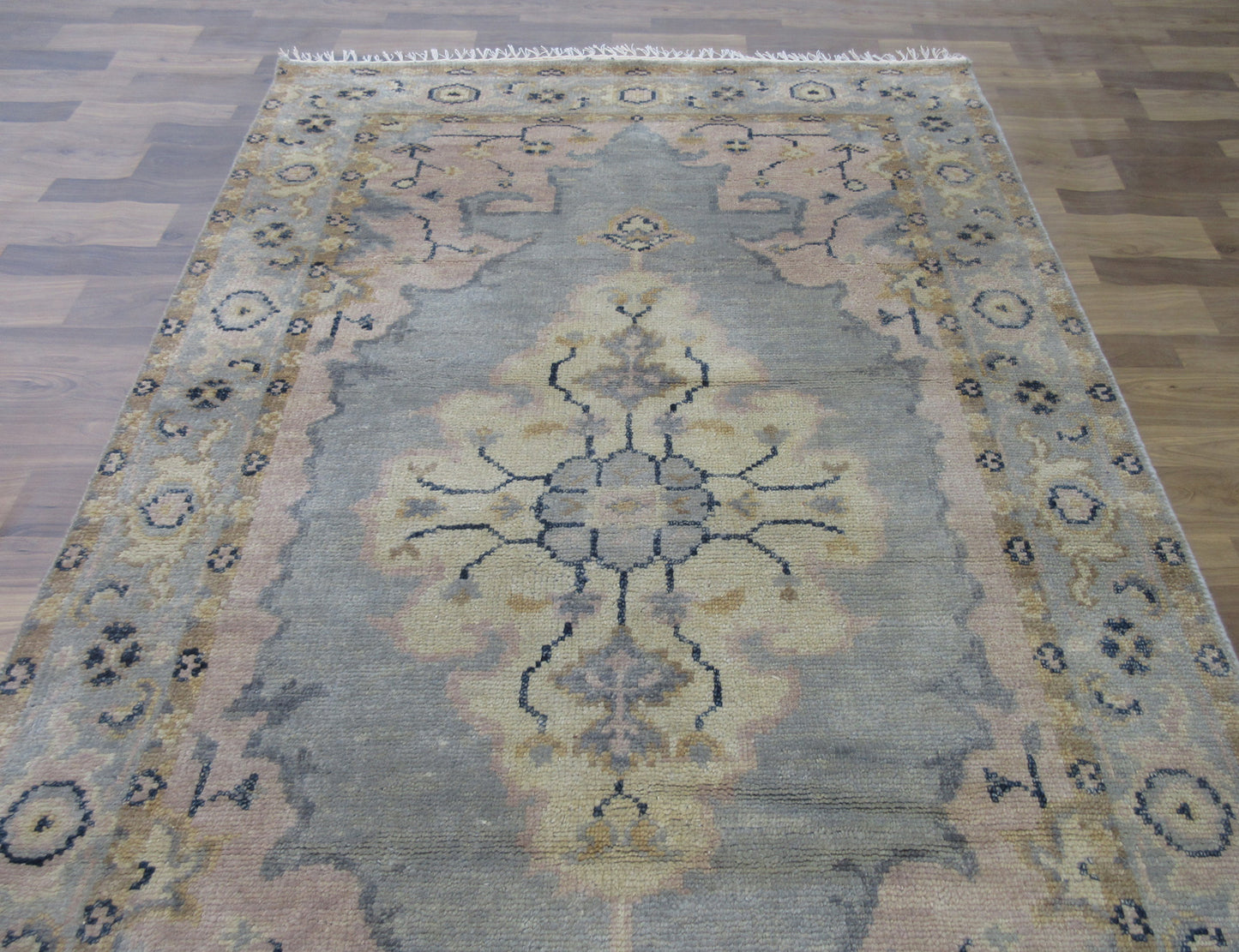 7.9'x4.9' Hand-Knotted Lt. Blue | Lt. Blue Antique Oushak Wool Rug, Traditional Area Carpet