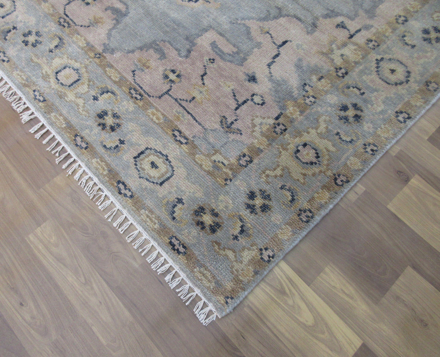 7.9'x4.9' Hand-Knotted Lt. Blue | Lt. Blue Antique Oushak Wool Rug, Traditional Area Carpet