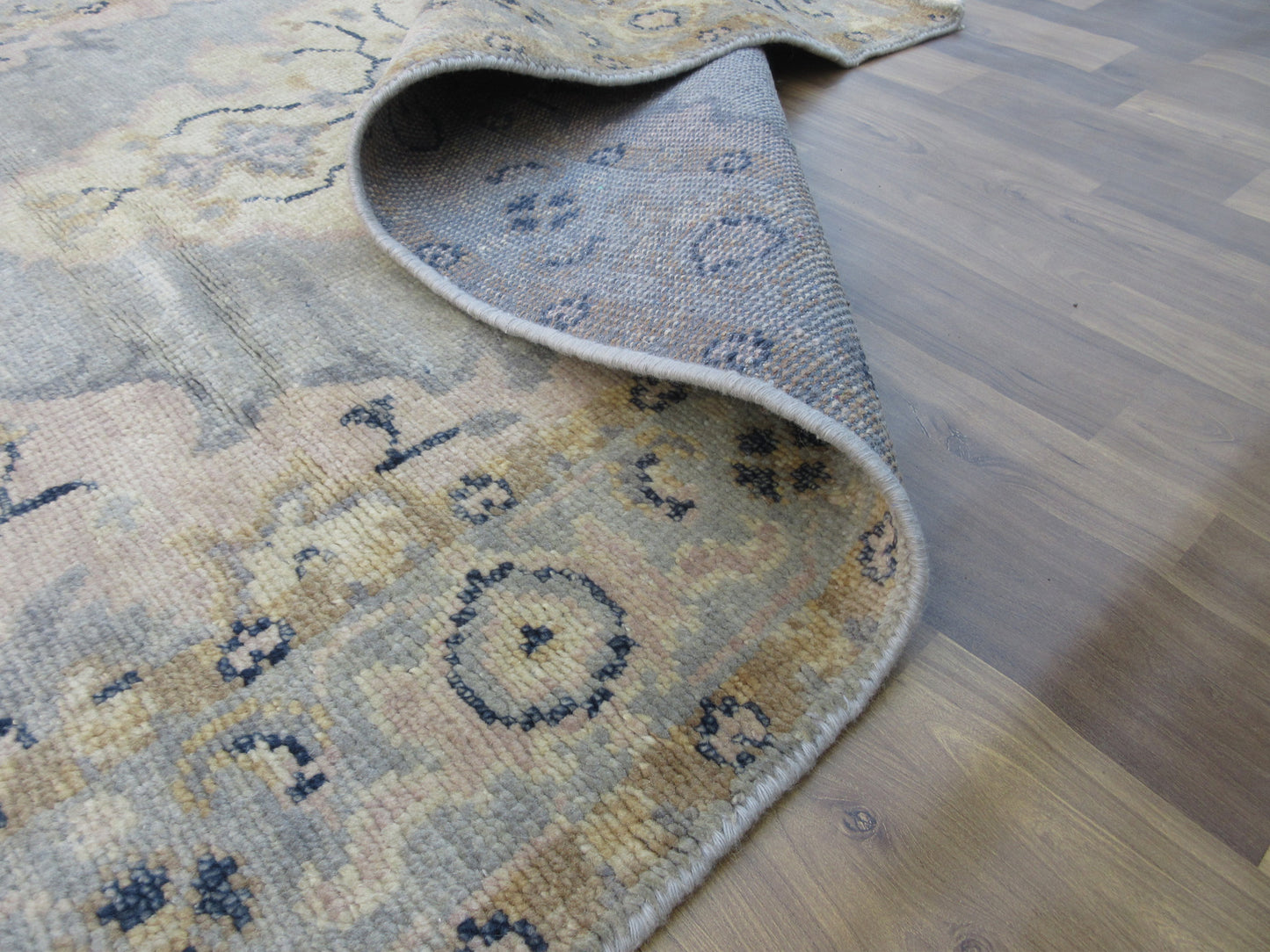 7.9'x4.9' Hand-Knotted Lt. Blue | Lt. Blue Antique Oushak Wool Rug, Traditional Area Carpet