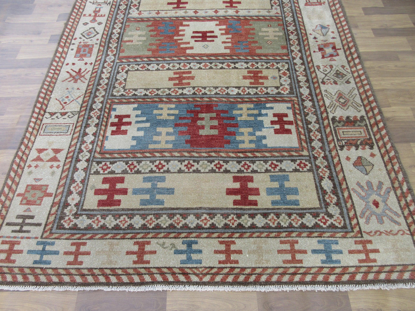 New 8.3x5.5ft Handmade Oriental Wool Rug, Multi Color with Beige Accents Carpet