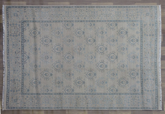 7'x4.11' Handmade Beige | Beige Oriental Wool Area Rug for Living Space or Office Carpet