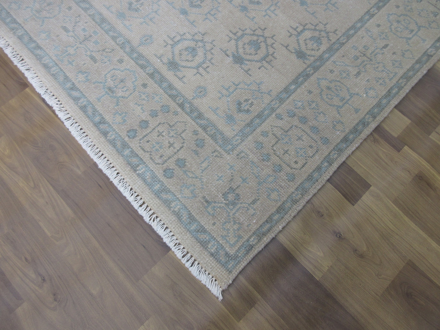 7'x4.11' Handmade Beige | Beige Oriental Wool Area Rug for Living Space or Office Carpet