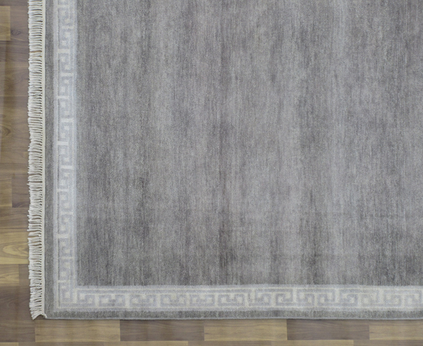 8.1'x6.1' ft Handmade Vegetable Dye Oriental Wool Rug, Gray | Ivory Plain Bordered Area Rug