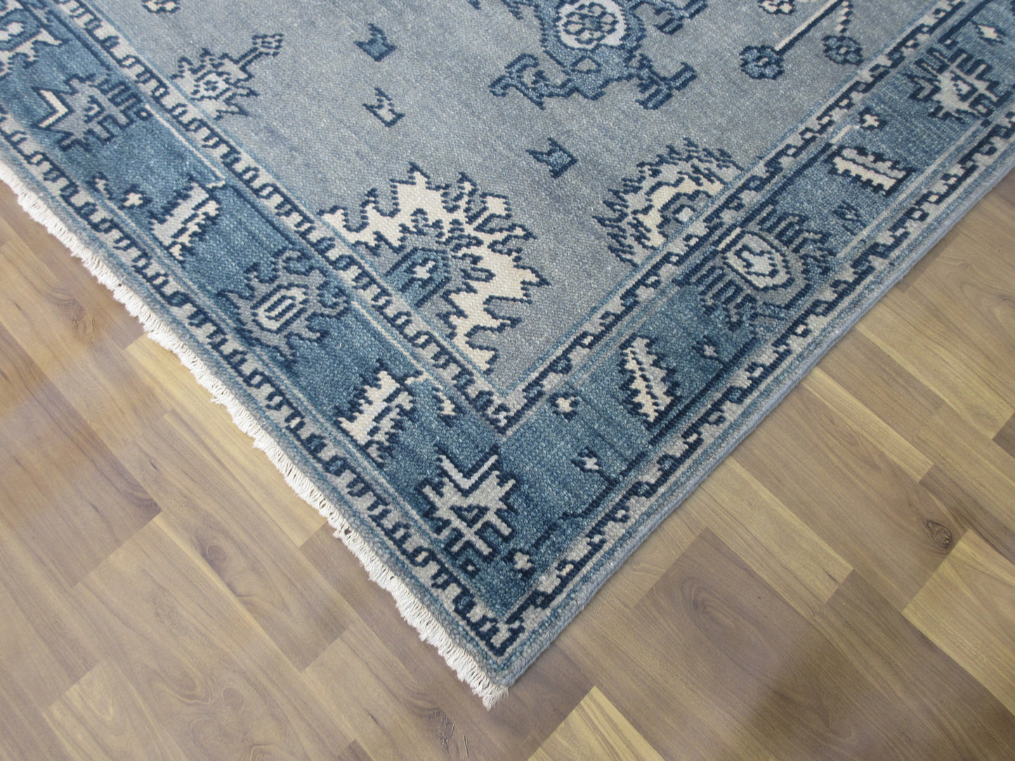 7.10'x5.0' Traditional Handmade Gray & Aqua Area Rug, Asian/Oriental Living Room