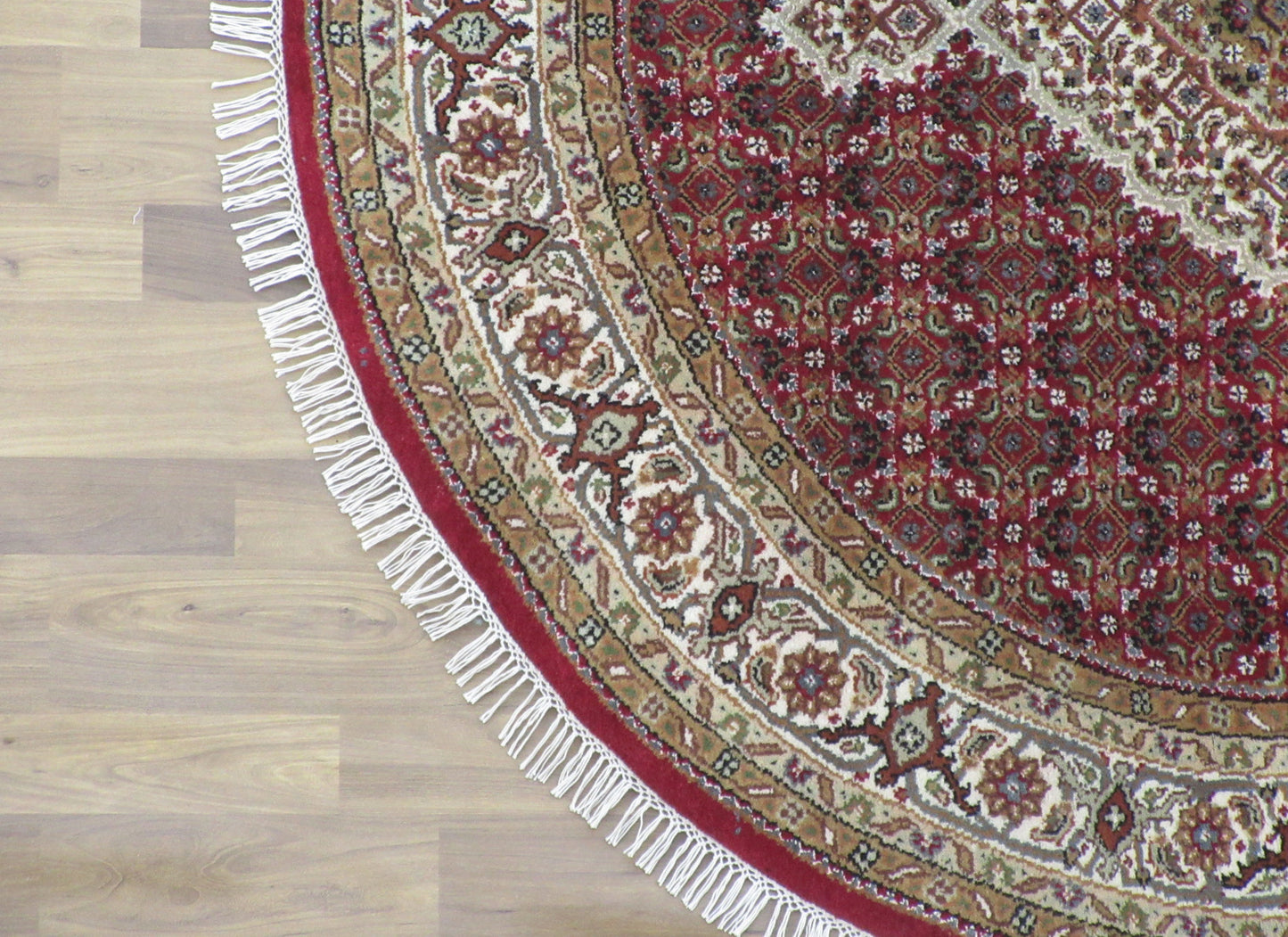 5.2X5 Feet Round Wool Rug, Rust & Ivory Mahi (Fish) - Hand-Knotted Area Rug