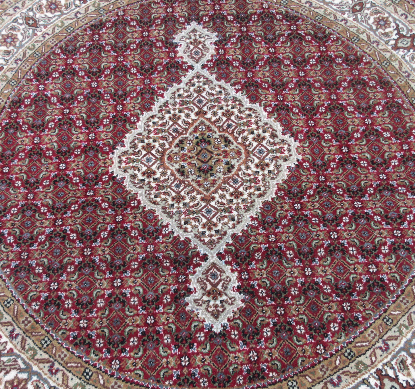 5.2X5 Feet Round Wool Rug, Rust & Ivory Mahi (Fish) - Hand-Knotted Area Rug