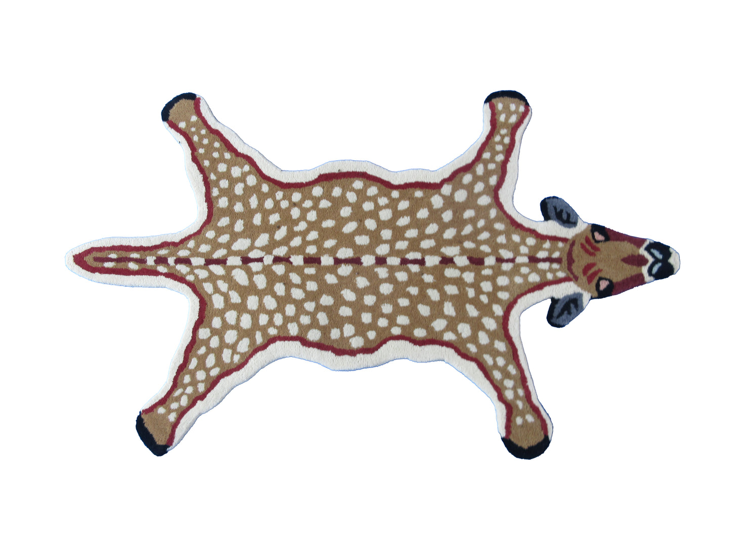 Handmade 5x3ft Deer Skin Area Rug - Soft Plush Animal Print Carpet for Kids Room