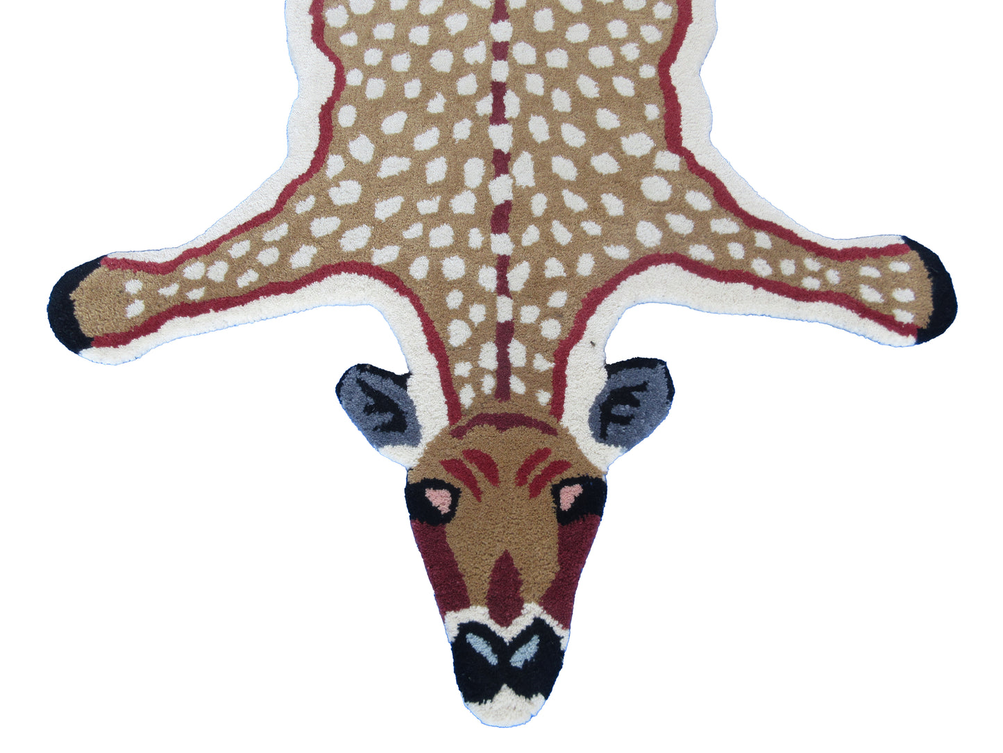 Handmade 5x3ft Deer Skin Area Rug - Soft Plush Animal Print Carpet for Kids Room