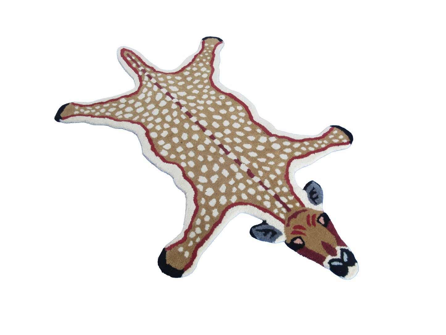 Handmade 5x3ft Deer Skin Area Rug - Soft Plush Animal Print Carpet for Kids Room