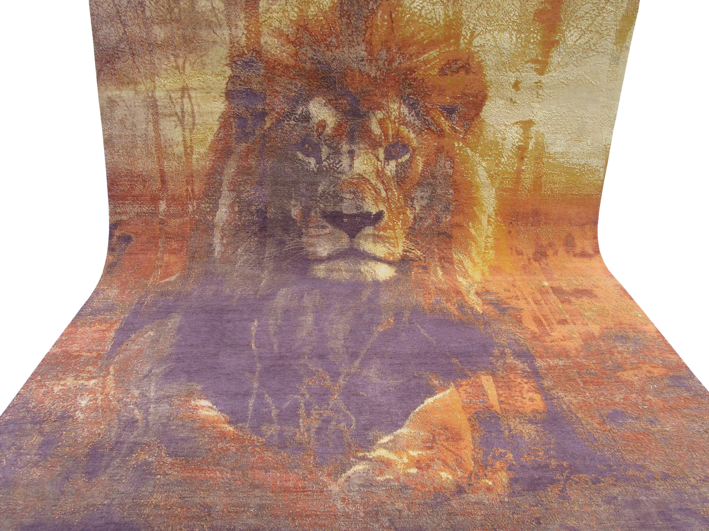 Majestic Lion Design Handmade Silk Rug 8x10ft | Exotic Animal Design Rug