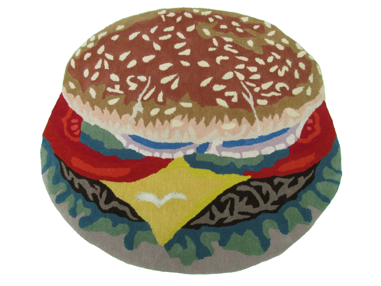 Handtufted 4x4 Burger Rug: Whimsical Comfort for Your Home