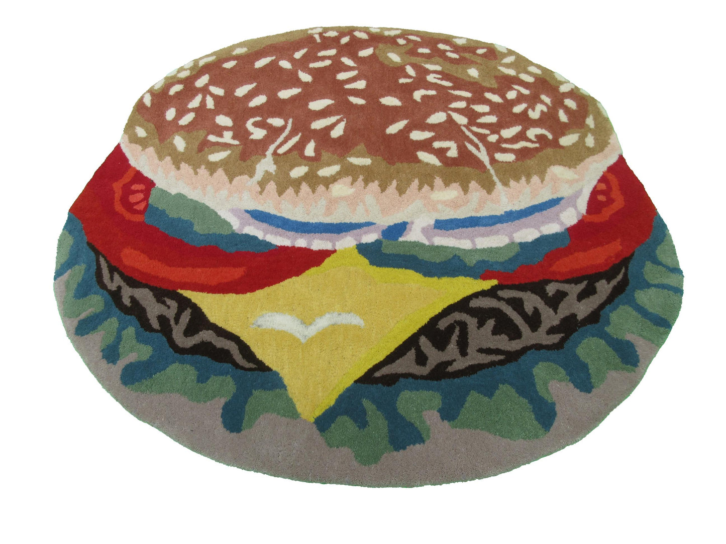 Handtufted 4x4 Burger Rug: Whimsical Comfort for Your Home