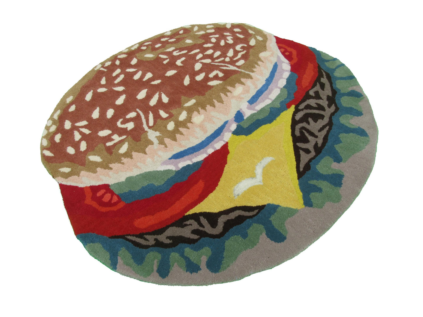 Handtufted 4x4 Burger Rug: Whimsical Comfort for Your Home