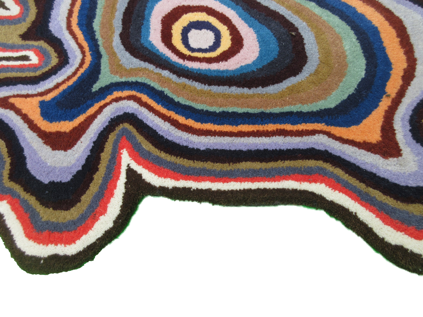 Irregular Shaped Hand-Tufted Wool Rug| 3'6ft x 3'6ft Colorful Handmade Throw Rug