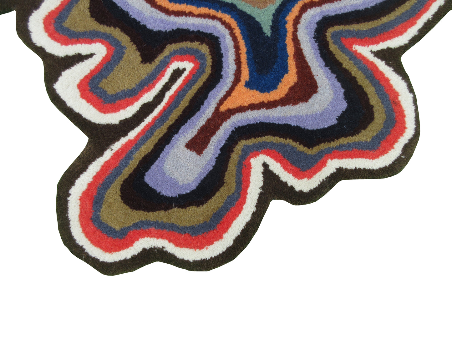 Irregular Shaped Hand-Tufted Wool Rug| 3'6ft x 3'6ft Colorful Handmade Throw Rug