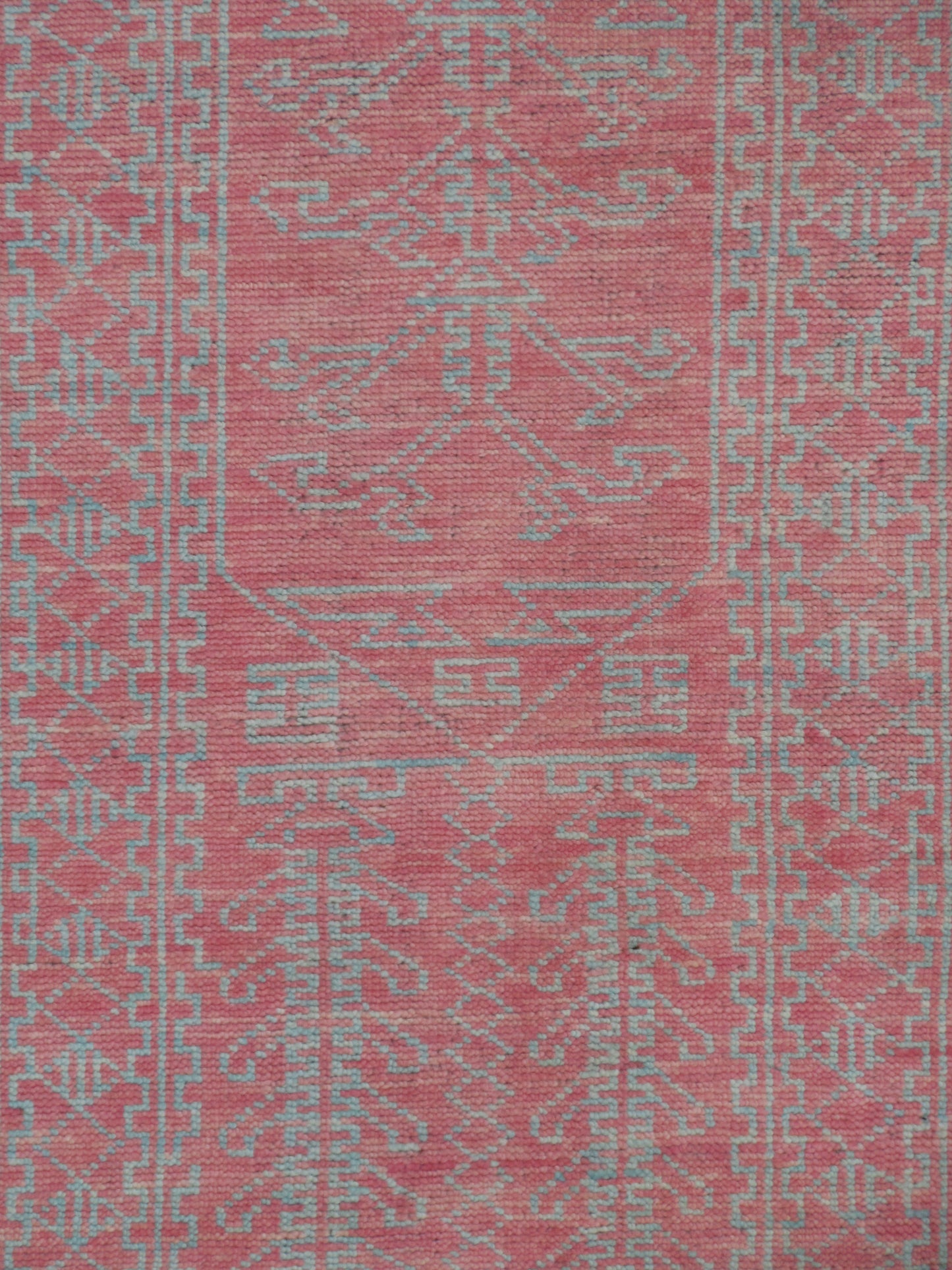 Handmade Pure Wool Rug 8.0x5.2 Feet | Hand-Knotted | Geometric Tribal Design