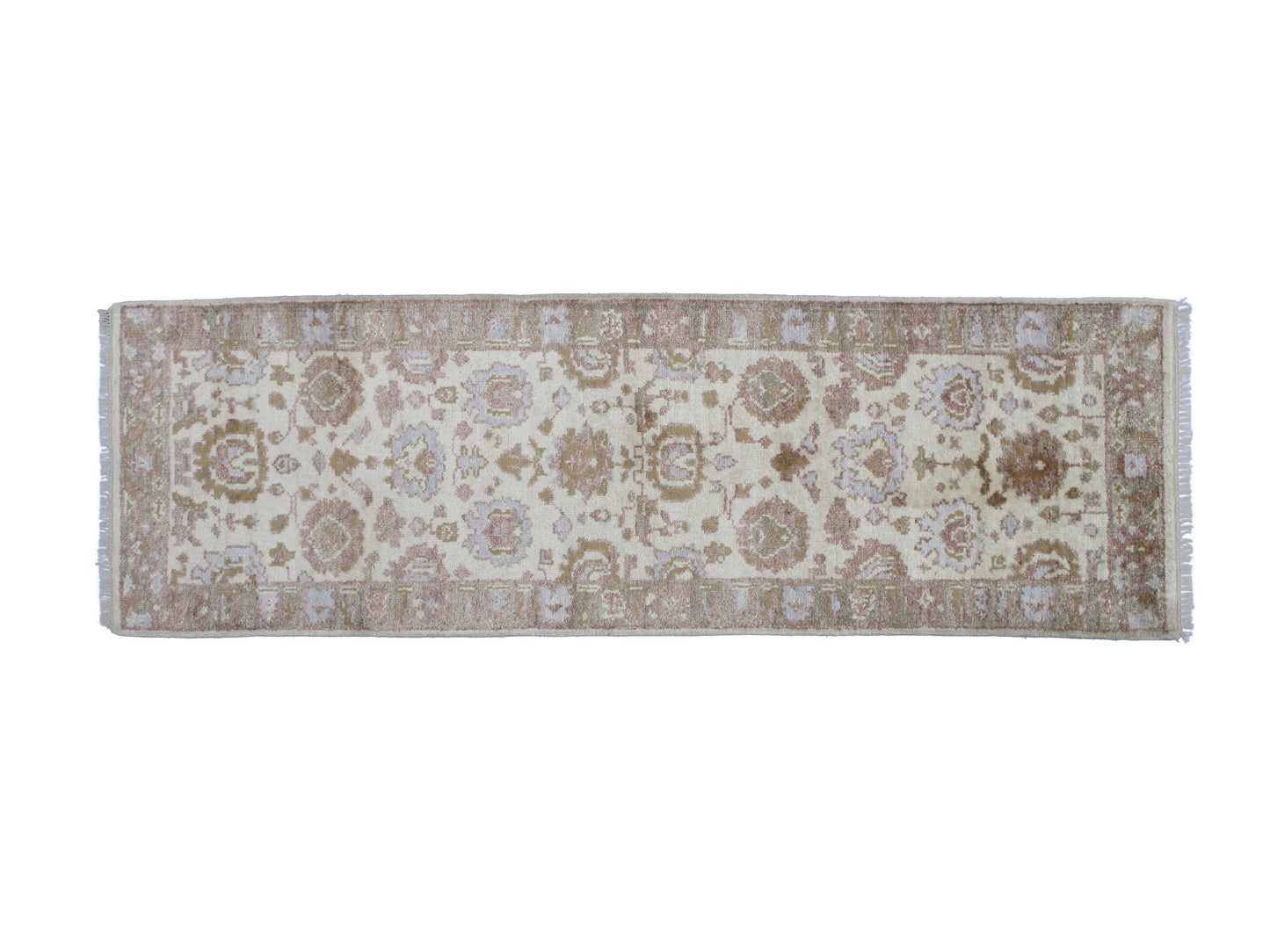 Elegant Hand-Knotted Pure Silk Runner Rug 7.10x2.6 ft Exquisite Handmade Carpet