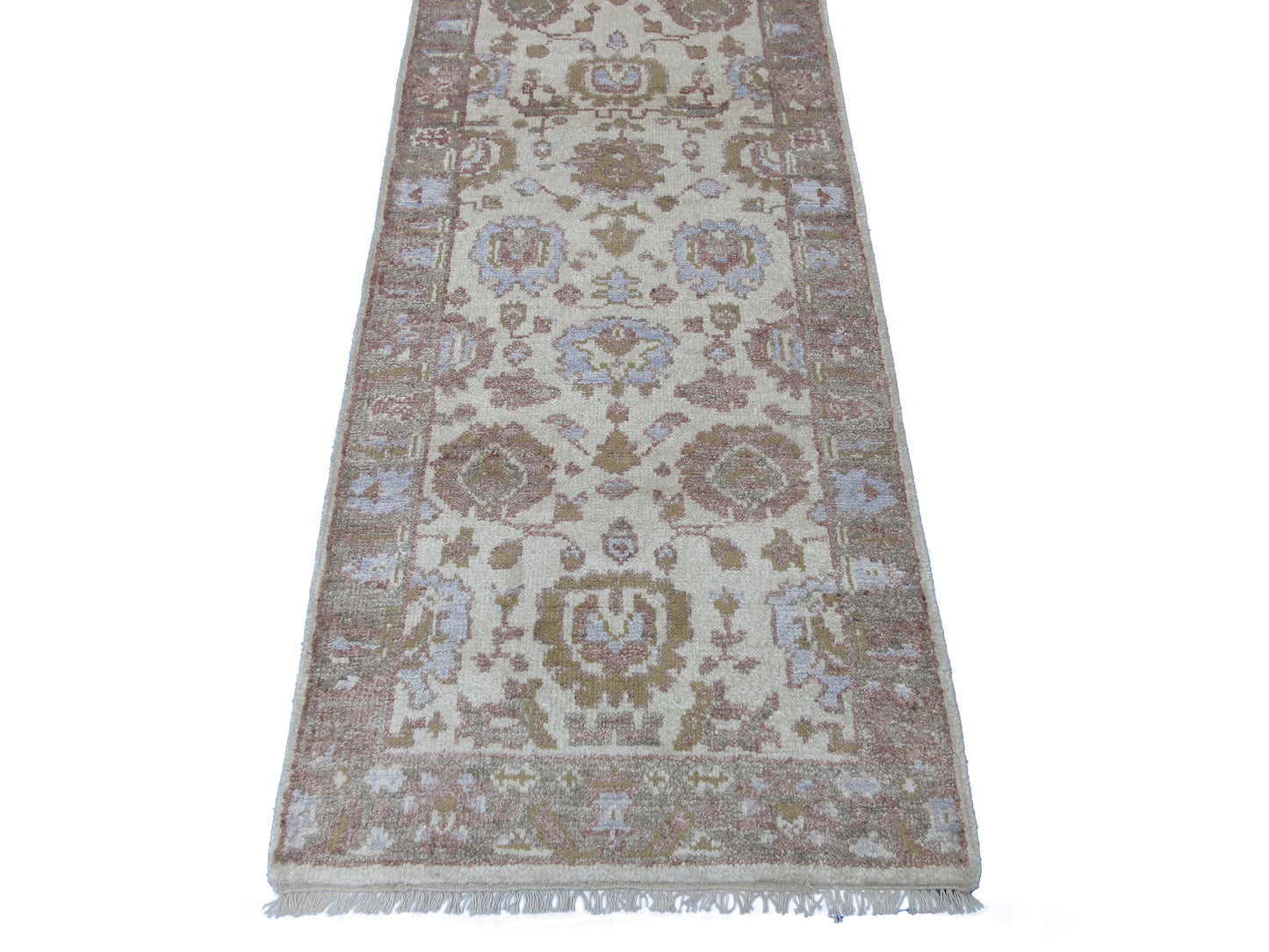 Elegant Hand-Knotted Pure Silk Runner Rug 7.10x2.6 ft Exquisite Handmade Carpet