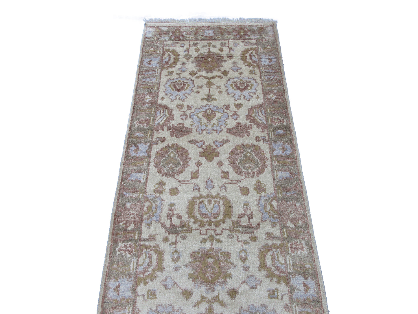 Elegant Hand-Knotted Pure Silk Runner Rug 7.10x2.6 ft Exquisite Handmade Carpet