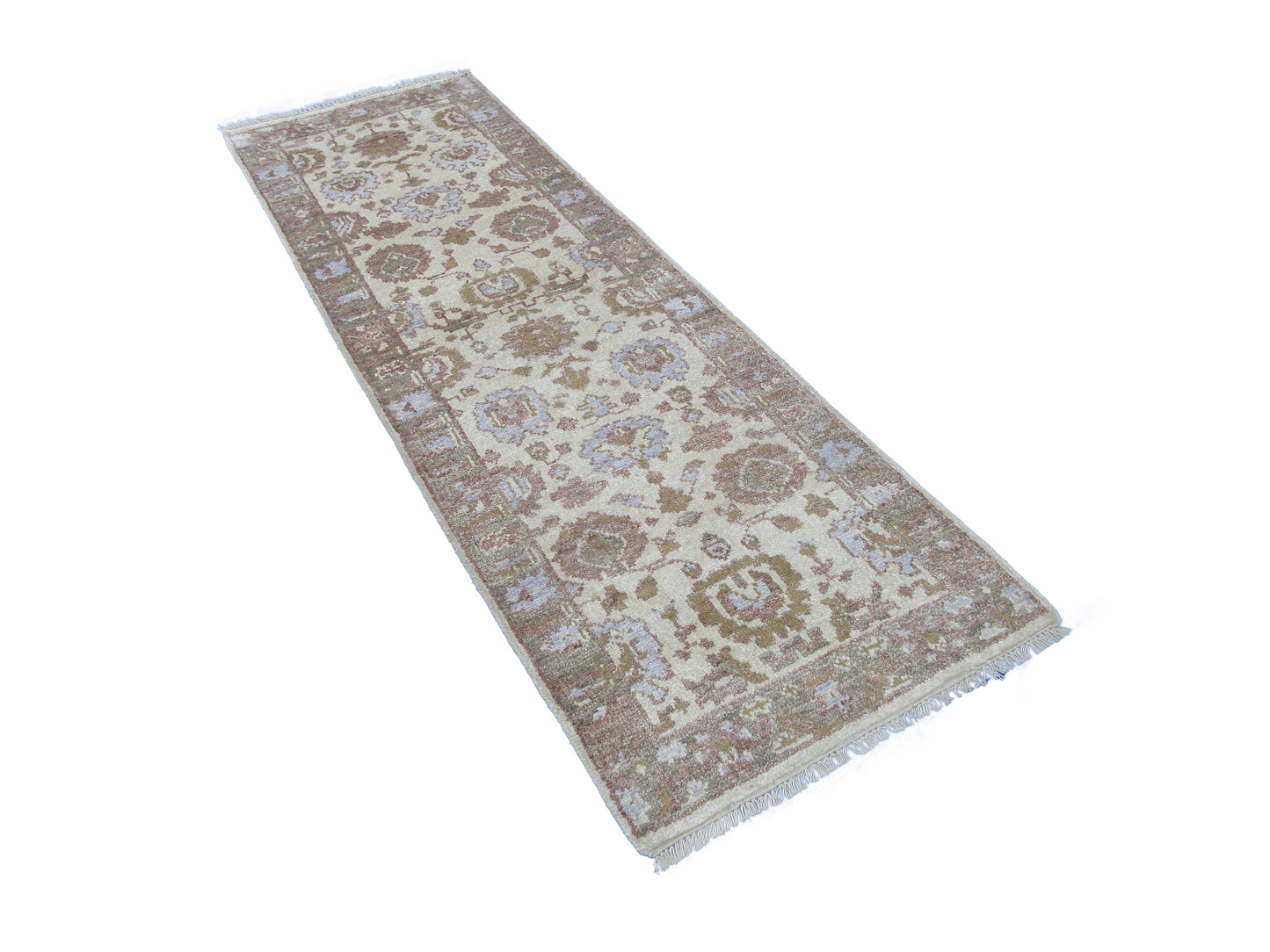 Elegant Hand-Knotted Pure Silk Runner Rug 7.10x2.6 ft Exquisite Handmade Carpet