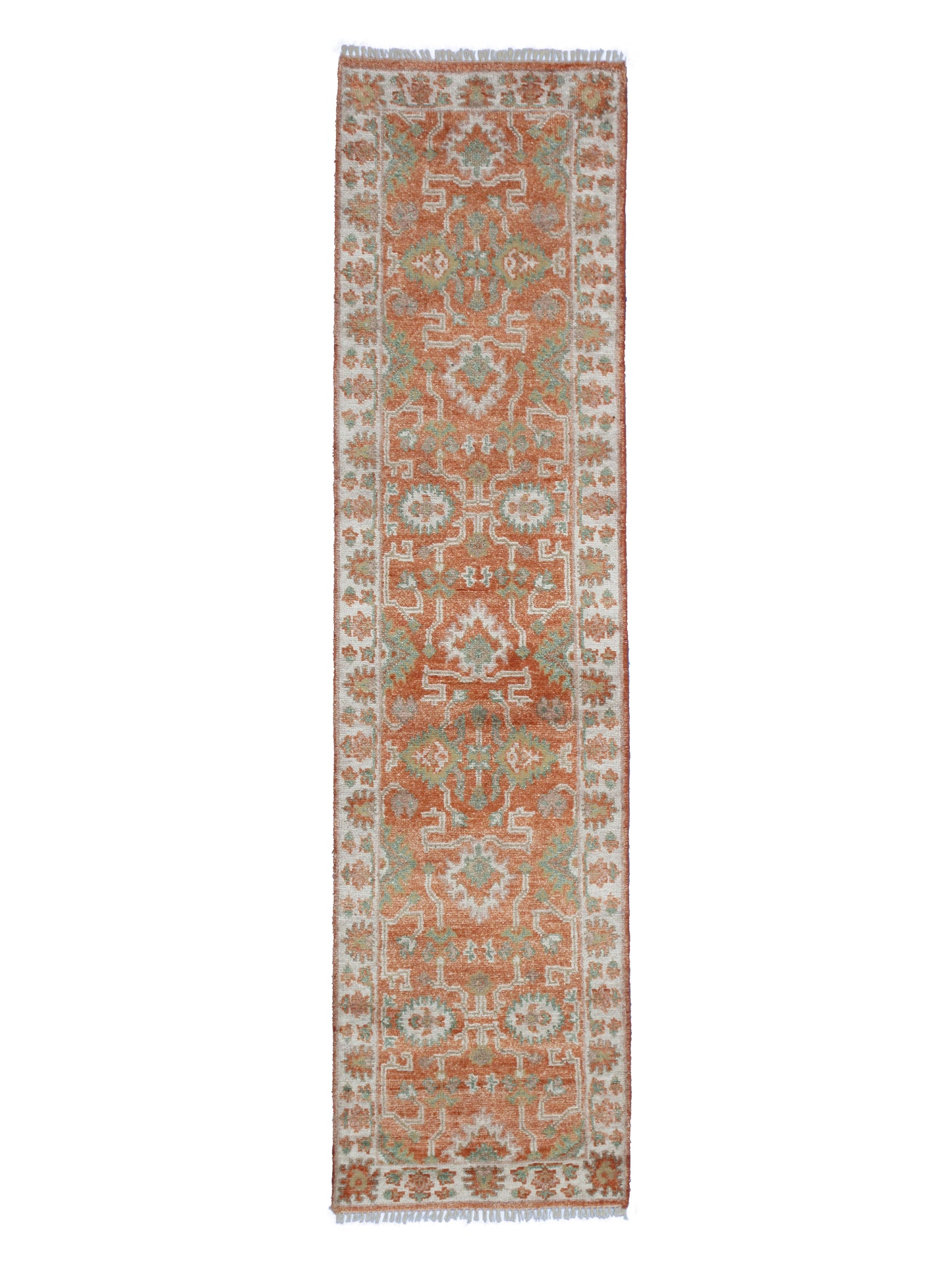 Rust/ Ivory Silk Runner Rug 9.9X2.6 Feet Hand Knotted Area Rug Home Decor