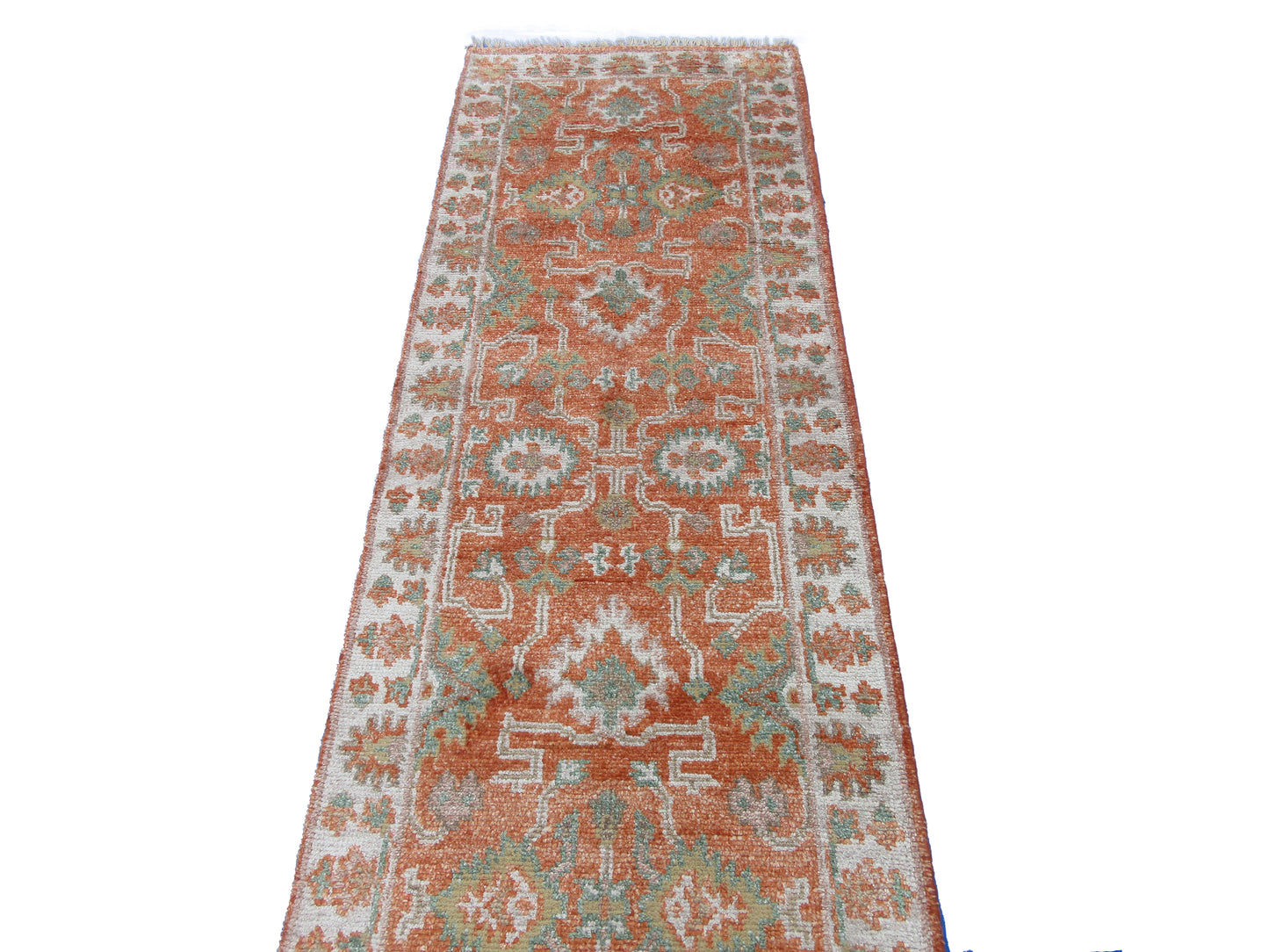 Rust/ Ivory Silk Runner Rug 9.9X2.6 Feet Hand Knotted Area Rug Home Decor